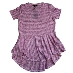 DG2 by Diane Gilman Pink and White Raspberry Striped Peplum Top Size Small NWT